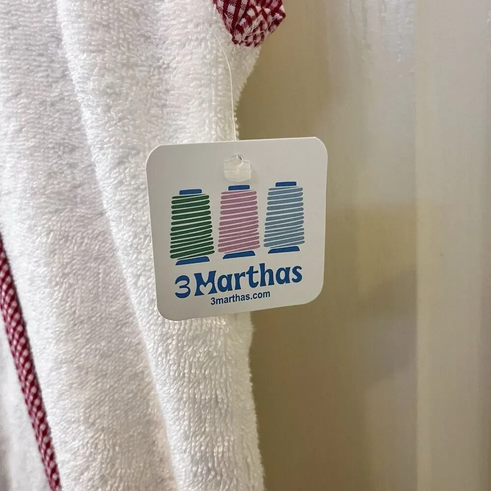 3 Marthas Hooded Terry Swim Cover Up White Red Gingham Seersucker Size 5-6 NWT